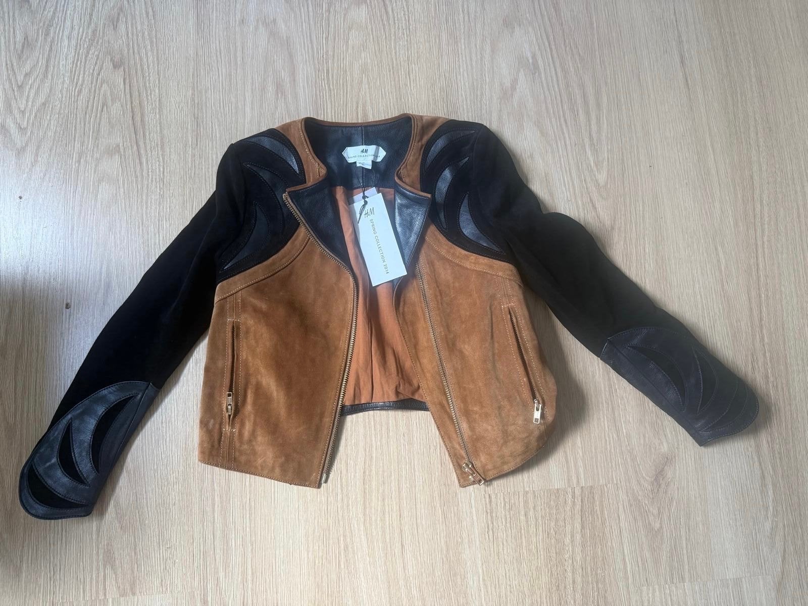 H&M Studio Leren Jasje - Zwart/Bruin - Maat 36 (S), Ophalen of Verzenden, Nieuw, Maat 36 (S), Zwart