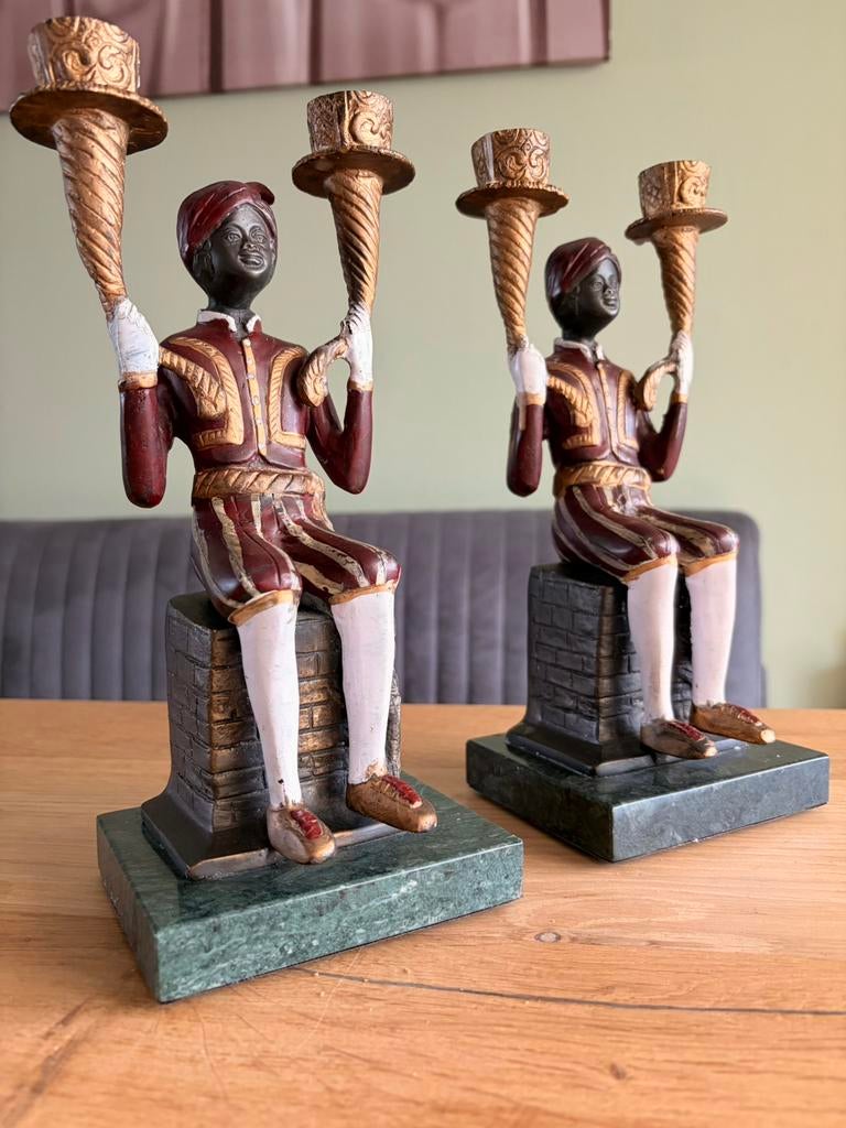 Blackamoor kandelaar, Antiek en Kunst, Antiek | Kandelaars, Ophalen of Verzenden, Koper of Brons