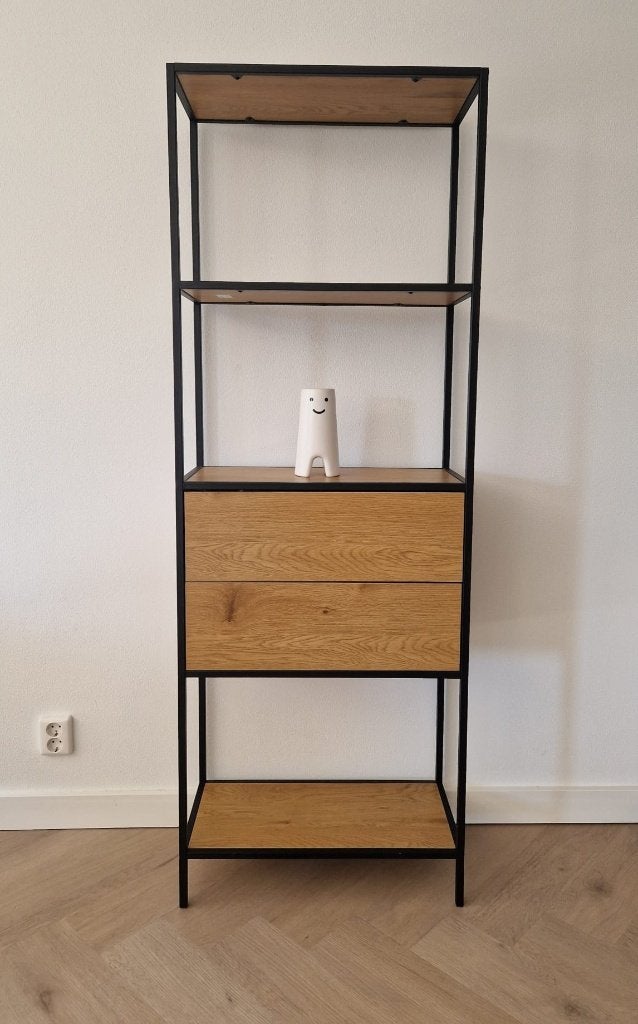 Wall rack warm oak / metal - set of 3, Huis en Inrichting, Zo goed als nieuw, Metaal, 150 tot 200 cm, Ophalen