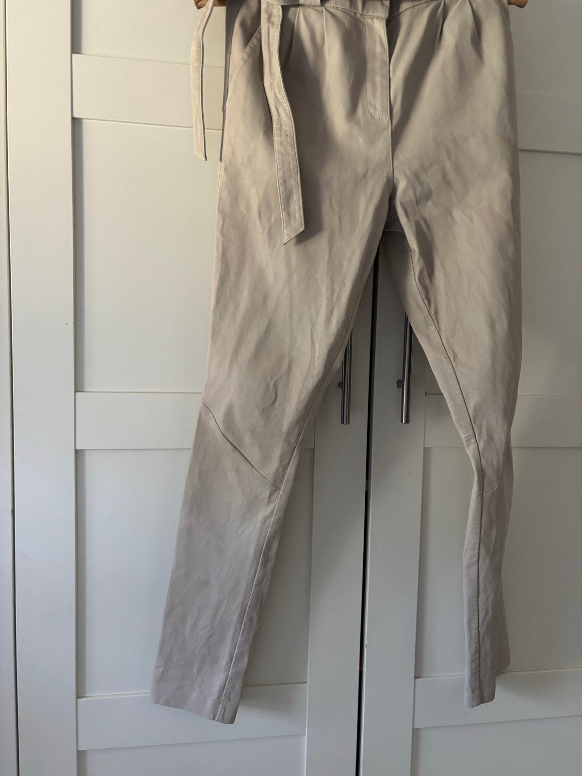 Ibana Leren Broek - Maat 36 - Beige - Perfecte Staat, Ophalen of Verzenden, Zo goed als nieuw, Maat 36 (S), Beige