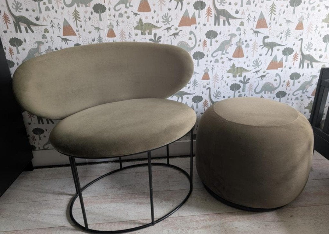 Bolia- Bella Bench met bijpassende poef., Ophalen, Rond, Stof, 50 tot 75 cm