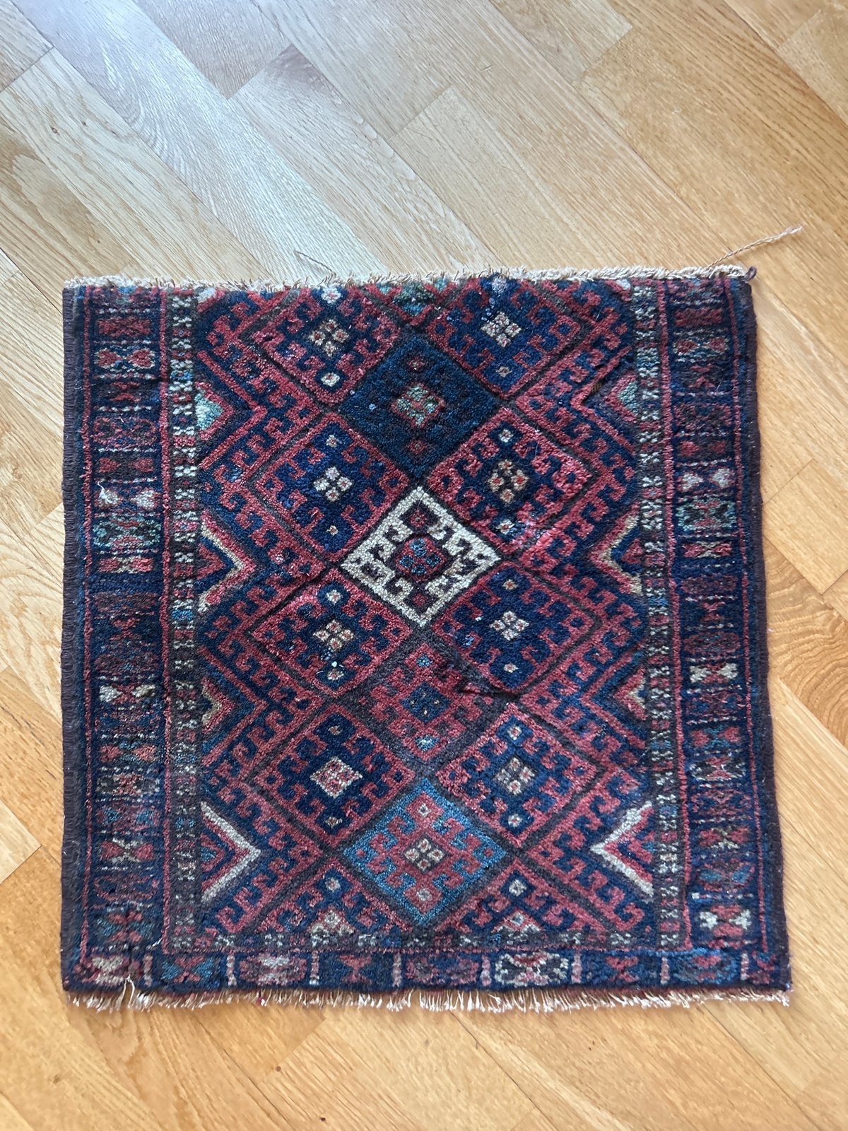 Vintage Perzisch tapijtje - Handgeknoopt, Minder dan 50 cm, Gebruikt, Vierkant, Ophalen of Verzenden