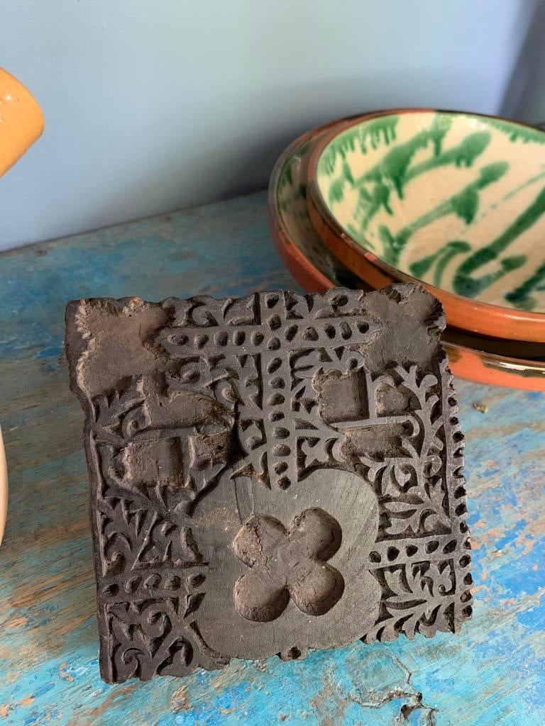 Batik stempel hout handgemaakt, Verzenden, Zo goed als nieuw, Houten stempel