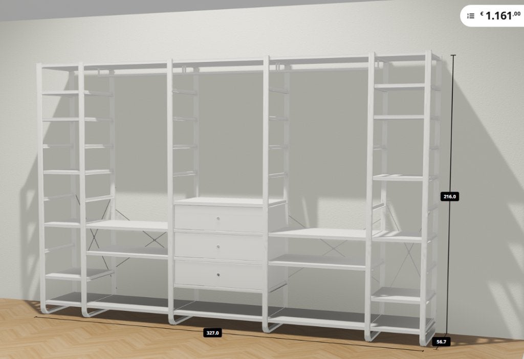 IKEA ELVARLI open kastsysteem met lades en hangruimte, Zo goed als nieuw, 200 cm of meer, Modern, minimalistisch, 50 tot 75 cm