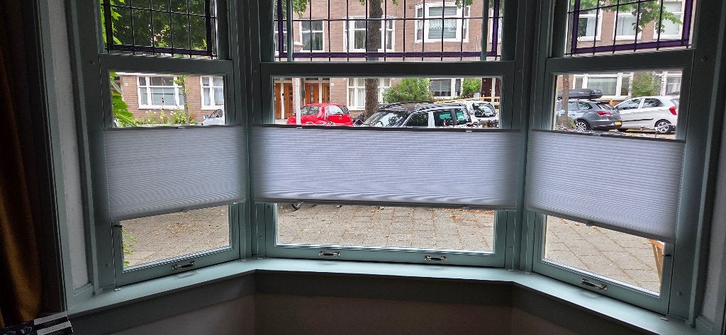 Plisségordijnen voor erker, nieuw in de doos, Ophalen, Inclusief montageonderdelen, Wit, Nieuw