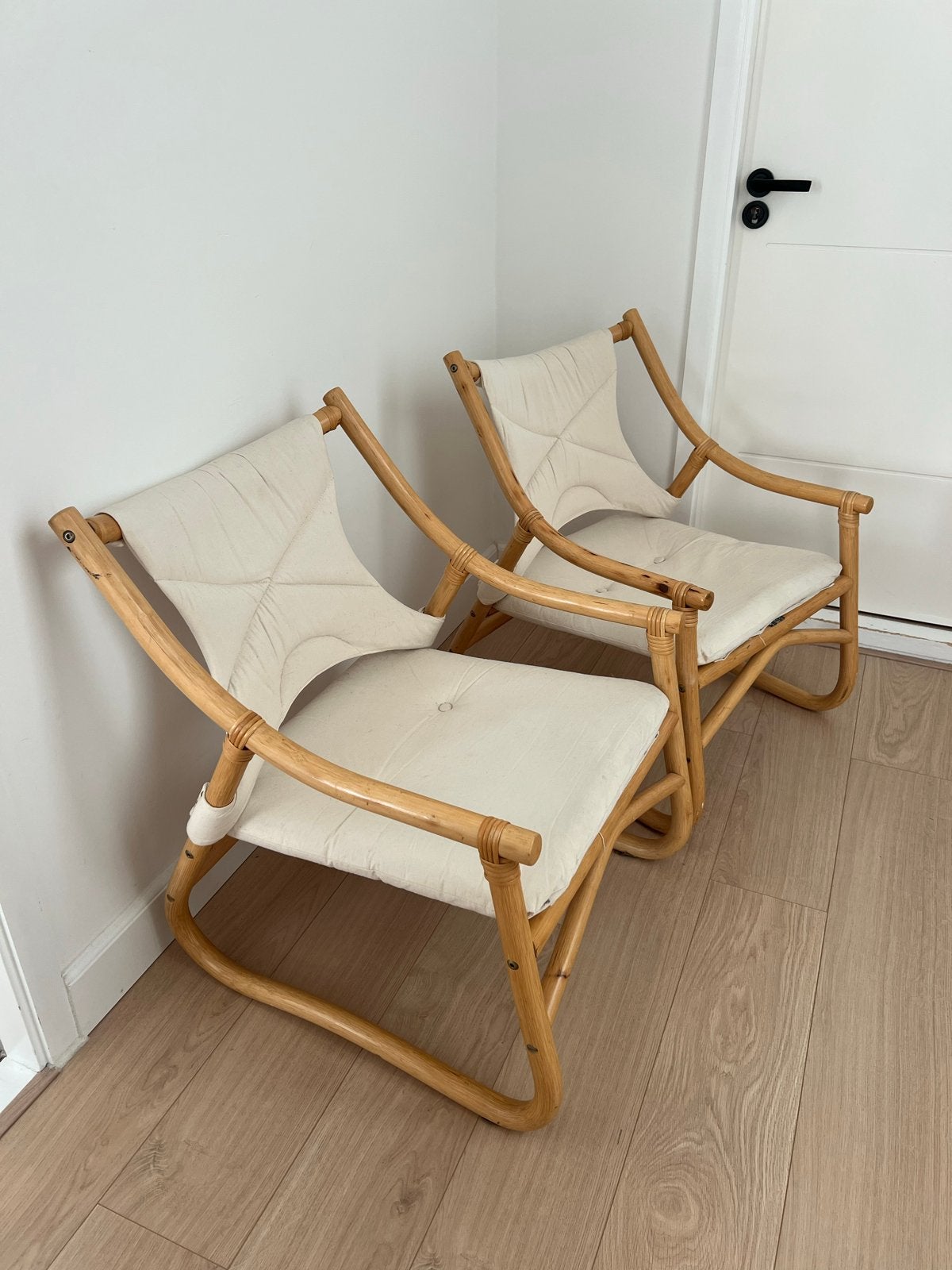 2x Vintage bamboe stoel 66 x 58 x 72 cm, Ophalen