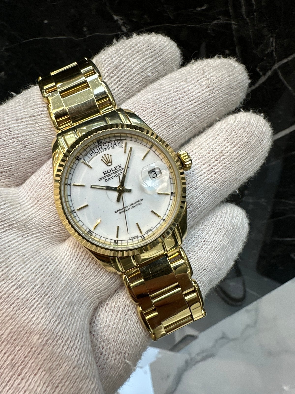 18k Gouden Rolex Day-Date Geneve - Perfecte Staat, Rolex, Polshorloge, Ophalen of Verzenden, Zo goed als nieuw