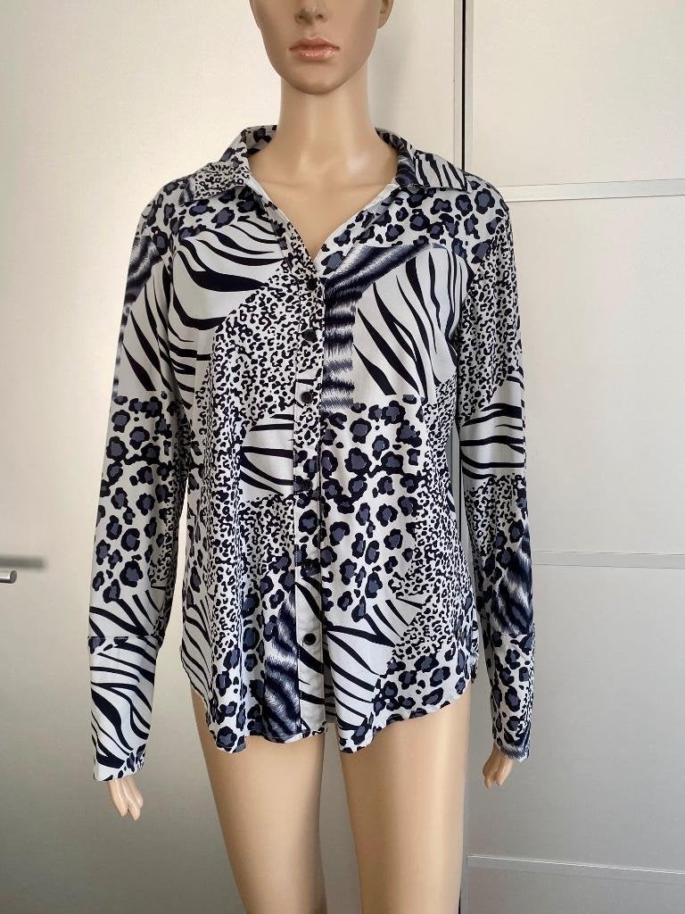 J230 My Pashion maat M=38/40 blouse tuniek top zwart/grijs, Maat 38/40 (M), Zwart, Ophalen of Verzenden, Zo goed als nieuw