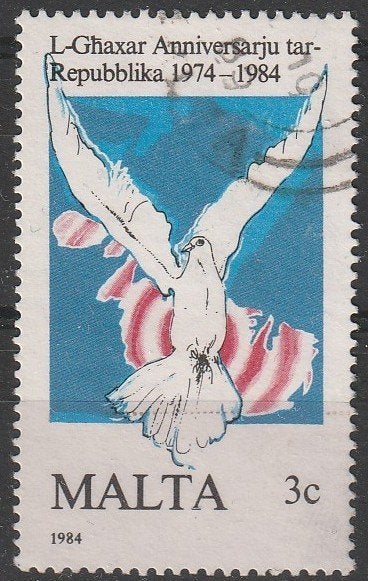 4776. Malta 716 gest. 10 jaar Republiek, Ophalen of Verzenden, Malta, Gestempeld
