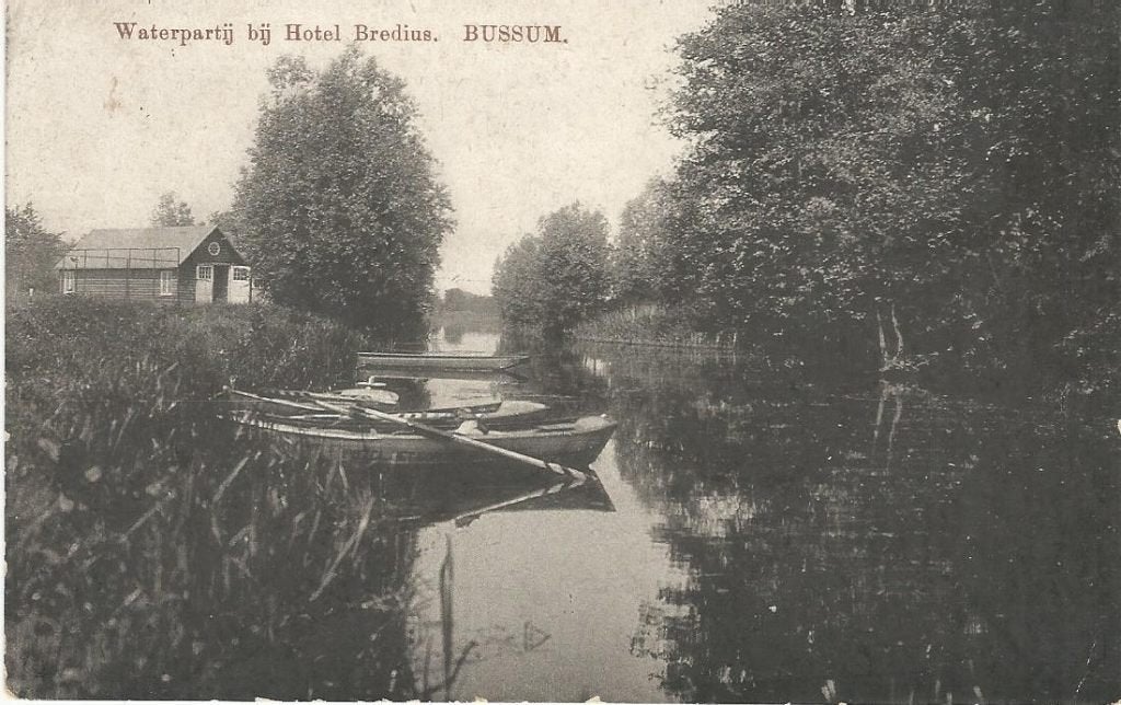 Bussum Hotel Bredius waterpartij bootjes 1914, Verzenden, Voor 1920, Gelopen, Noord-Holland