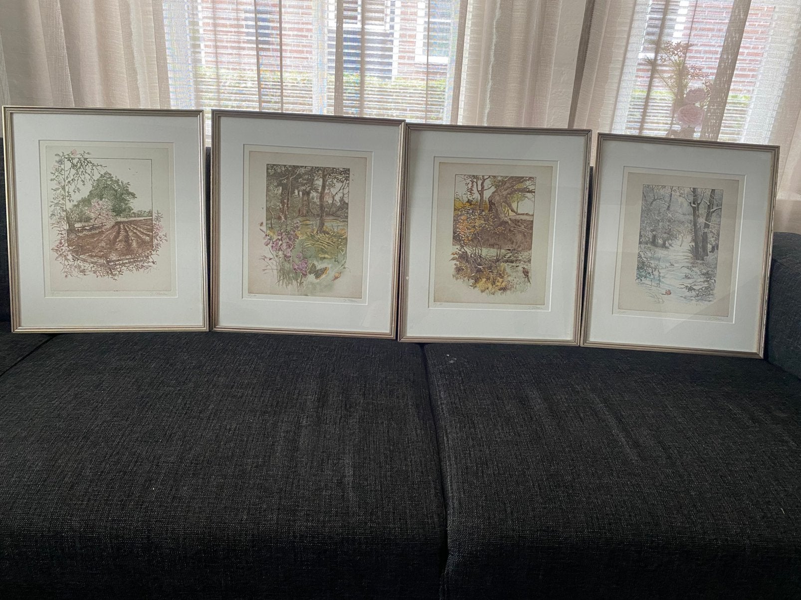 4-Seizoenen Etsen Lente-Zomer-Herfst-Winter Diane Felder, Ophalen, Zo goed als nieuw, Minder dan 50 cm, Schilderij