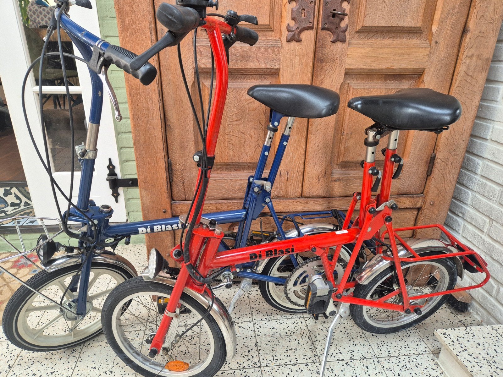 Di Blasi Vouwfietsen - Rood en Blauw, Gebruikt, Velgrem, 14 tot 16 inch, Versnellingen