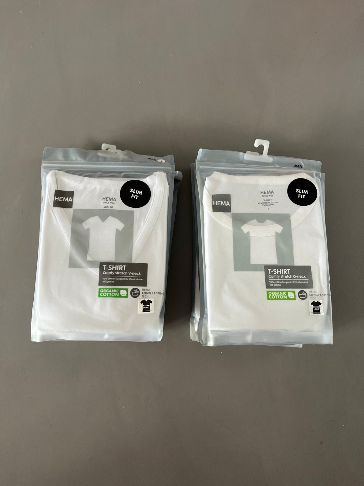 HEMA Witte Slim Fit T-shirts - 3x V-hals, 4x Ronde hals Maat, Kleding | Heren, T-shirts, Ophalen, Nieuw, Maat 52/54 (L), Wit