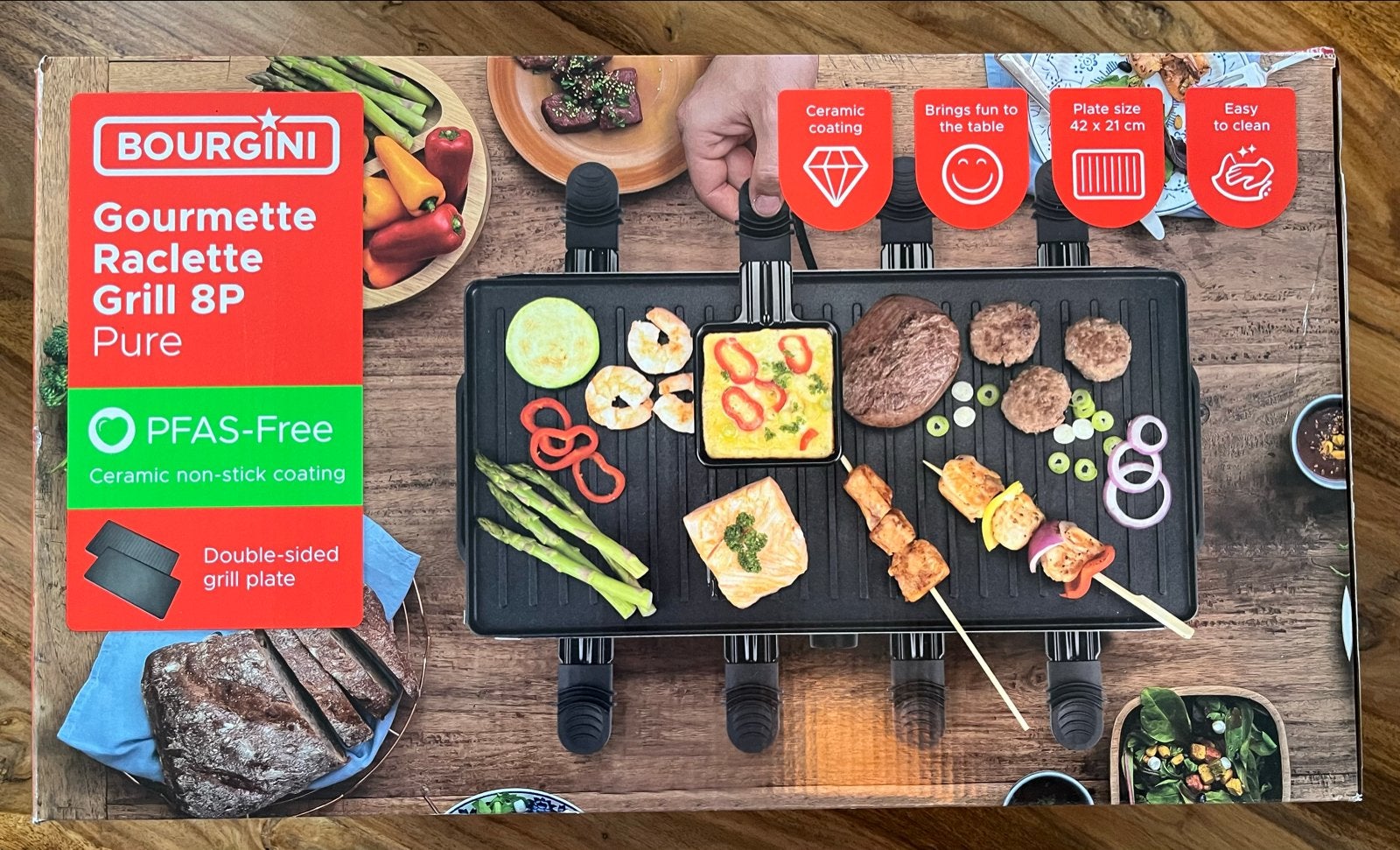 Bourgini Gourmette Raclette Grill 8P NIEUW, Ophalen, Nieuw, 8 personen of meer