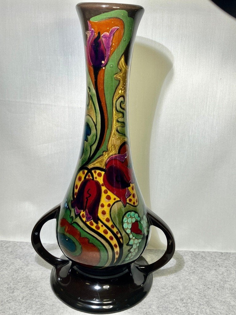 PZH Gouda polychrome Jugendstil plateel oorvaas – 661 – 1919, Verzenden