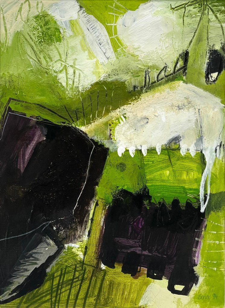 245. Schilderij, Moni Exner – abstracte compositie, 1994, Ophalen