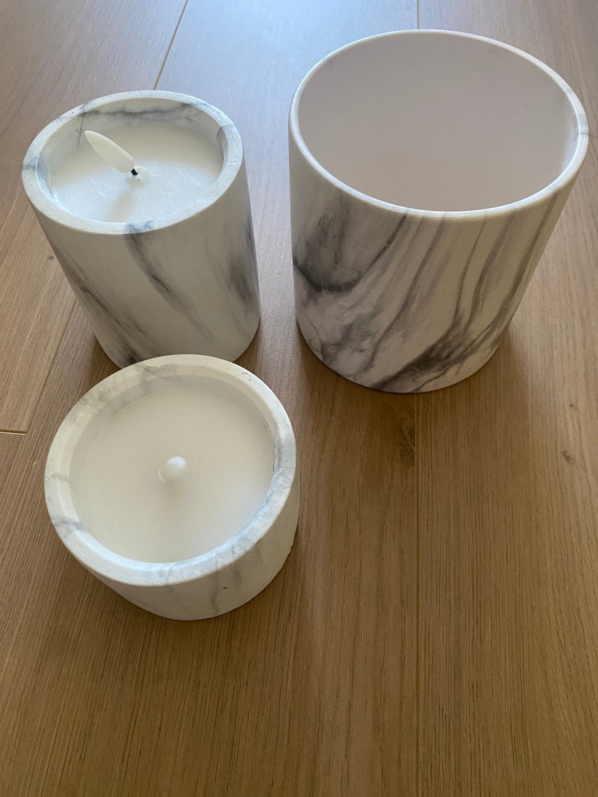 Nieuw kandelaar led marmer grijs wit marble vaas kaars, Ophalen of Verzenden, Nieuw, Grijs, Kaars
