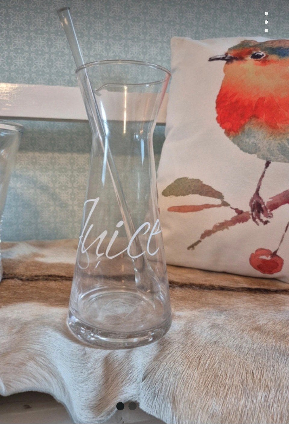 Riviera Maison karaf 'Juice' met glazen roerstaaf, Ophalen of Verzenden, Zo goed als nieuw, Glas