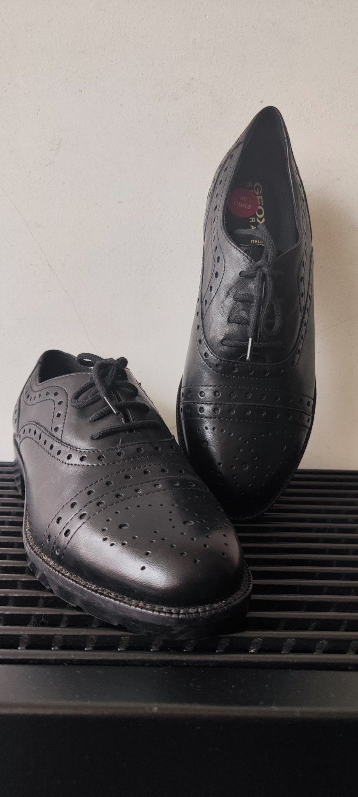 Geox Respira nieuwe uniseks zwartleren brogues, mt 36, Geox, Zwart, Overige typen, Nieuw