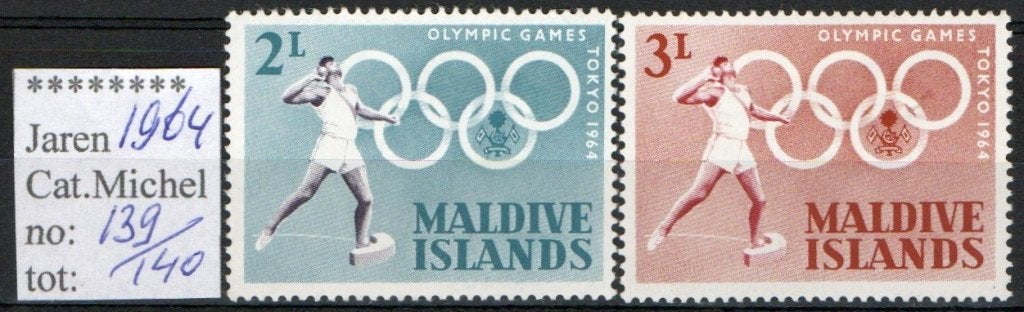 Maldive Islands 1964 - Mi 139 - 140 Postfris, Postzegels en Munten, Postzegels | Azië, Verzenden, Postfris, Oost-Azië