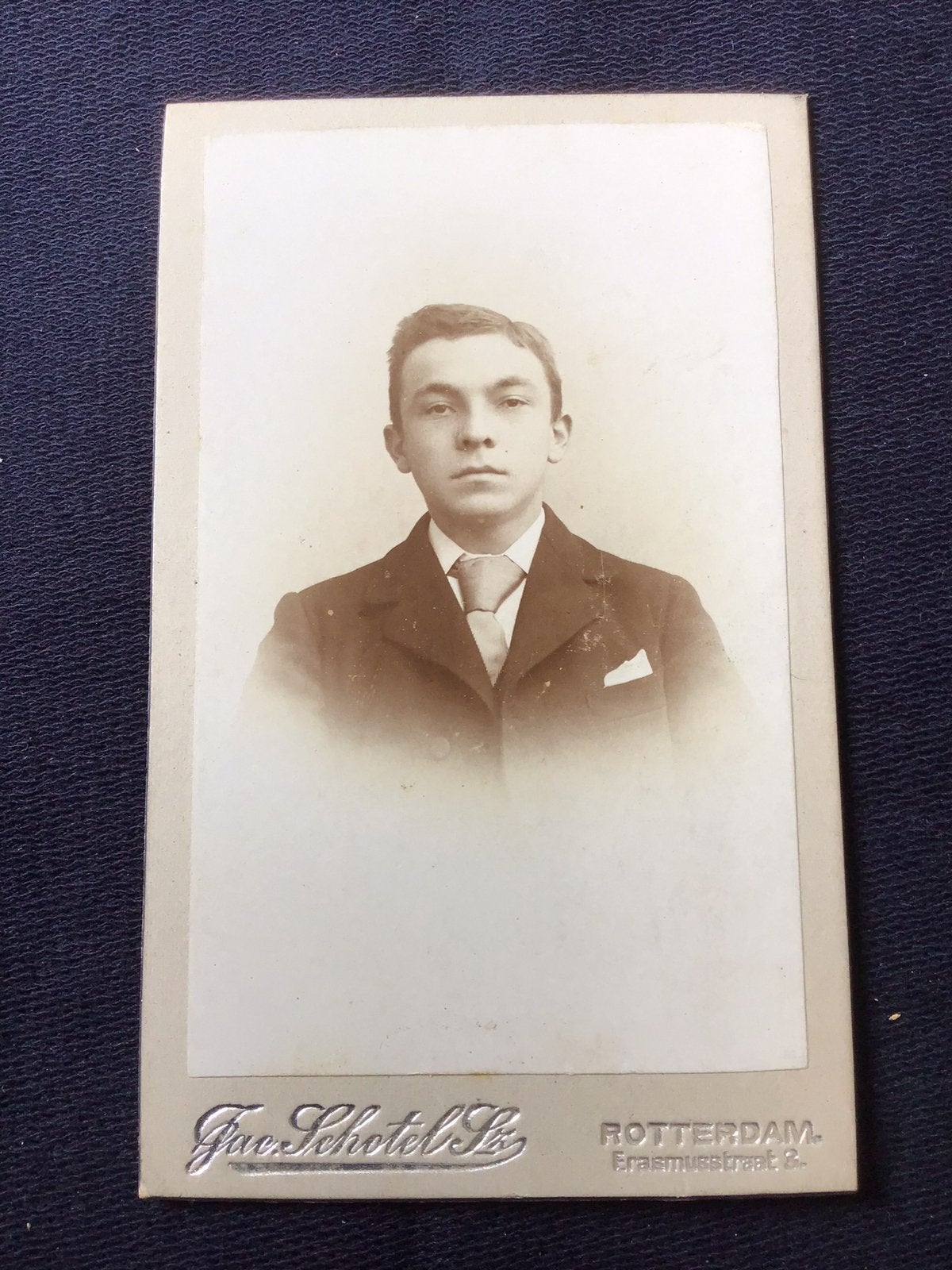 CDV, Jongeman, JAC. SCHOTEL, ROTTERDAM, Carte de Visite, Verzenden, Voor 1940, Gebruikt, Foto
