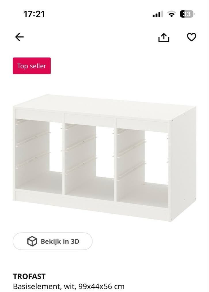IKEA TROFAST Basiselement Wit - Opbergkast voor Kinderkamer, Ophalen, Gebruikt
