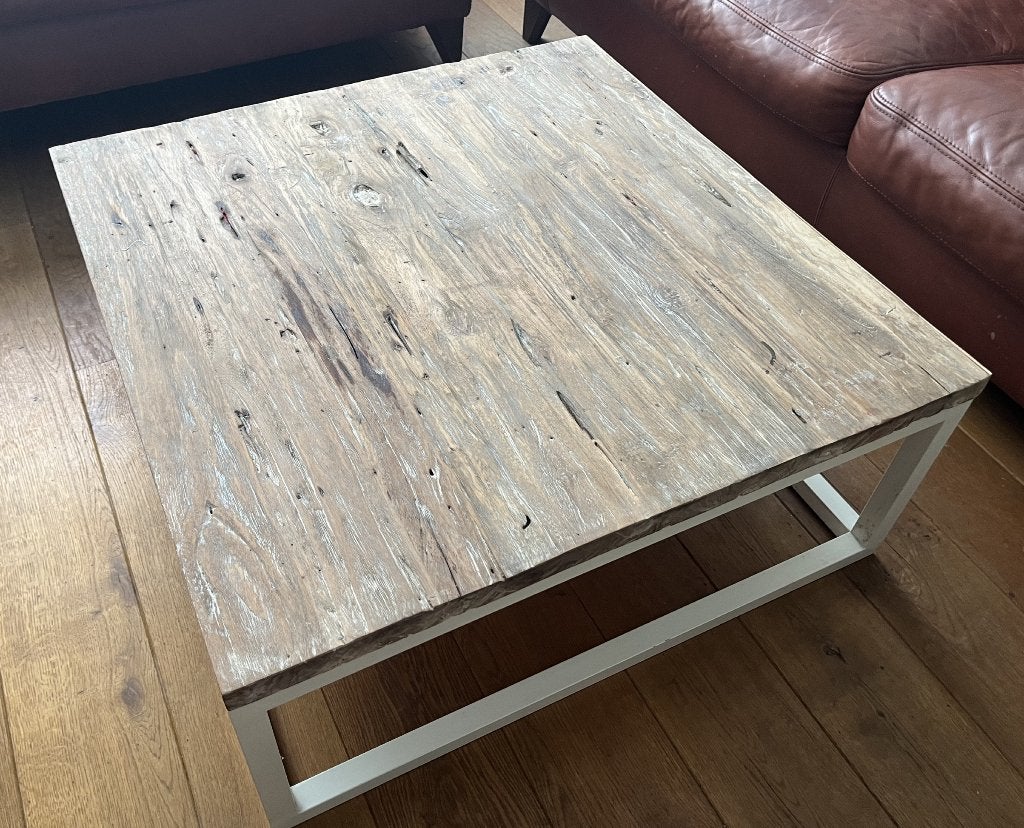 Indisch houten salontafel industriele style, 100 tot 150 cm, Zo goed als nieuw, Rechthoekig, 50 tot 100 cm