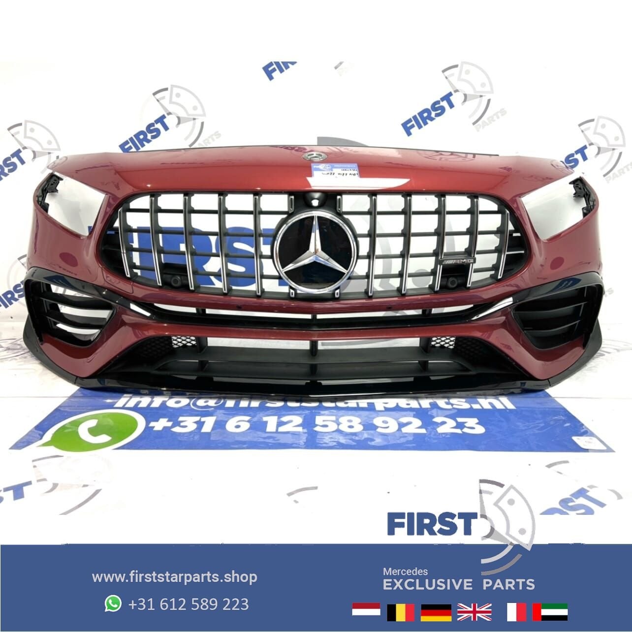 W177 A KLASSE 45 2021 A45 A45S AERO AMG VOORBUMPER ROOD COMP, Gebruikt, -, Voor, Ophalen of Verzenden