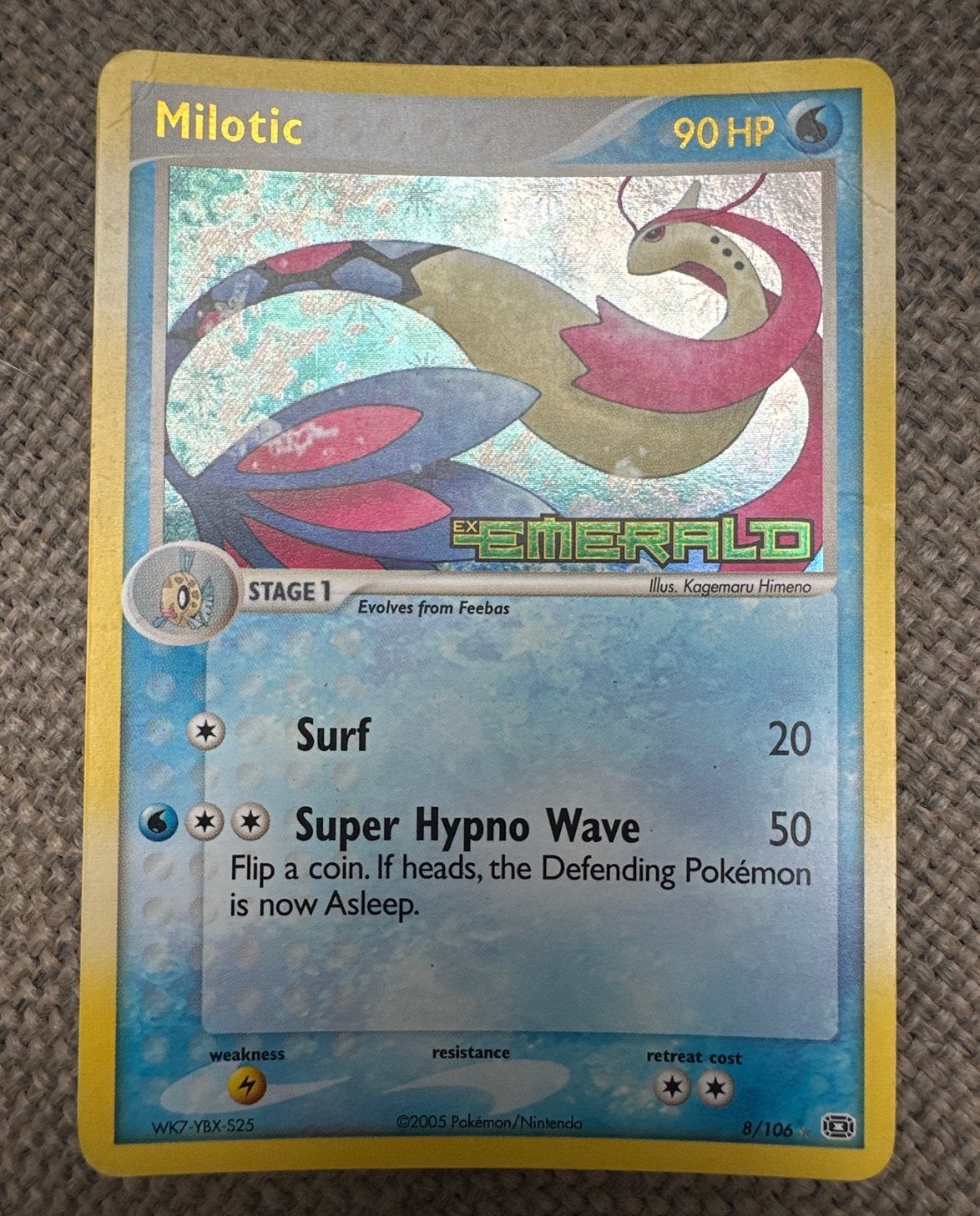 Milotic Pokémon Kaart EX Emerald 8/106 Holo Foil, Ophalen of Verzenden, Gebruikt, Losse kaart, Foil