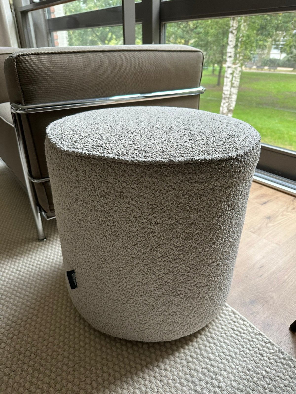 Poef sara boucle creme karwei, Ophalen, Minder dan 50 cm, Rond, Zo goed als nieuw