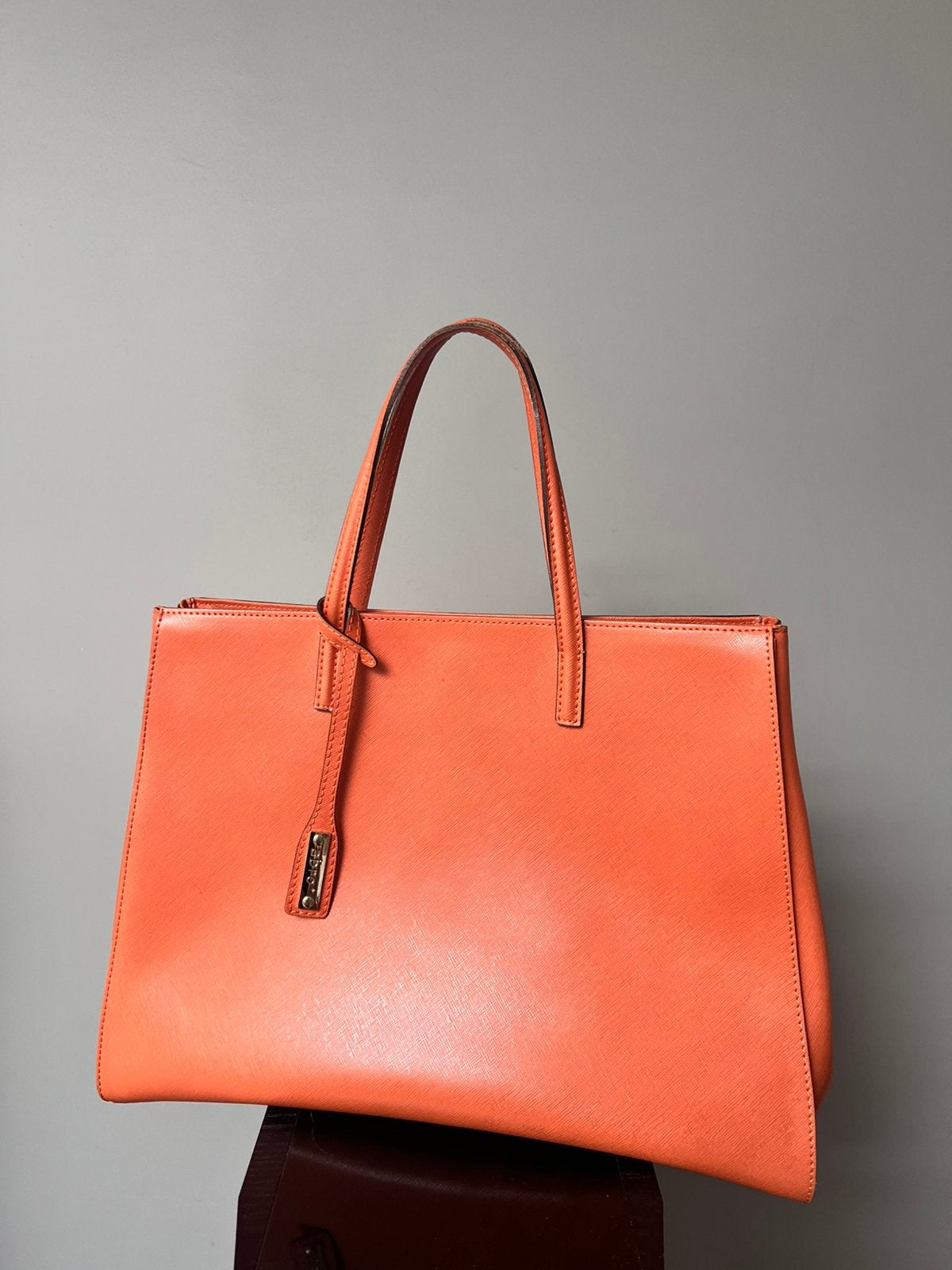 ABRO DESIGNER TAS SHOPPER HANDTAS VAN ECHT LEER ORANJE, Ophalen of Verzenden, Zo goed als nieuw, Oranje, Handtas