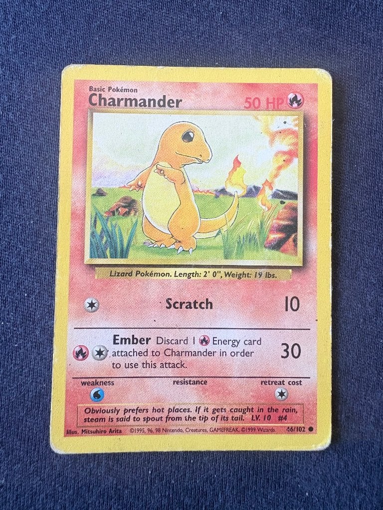 Charmander - Base 46/102 - Excellent, Hobby en Vrije tijd, Verzamelkaartspellen | Pokémon, Ophalen of Verzenden, Zo goed als nieuw