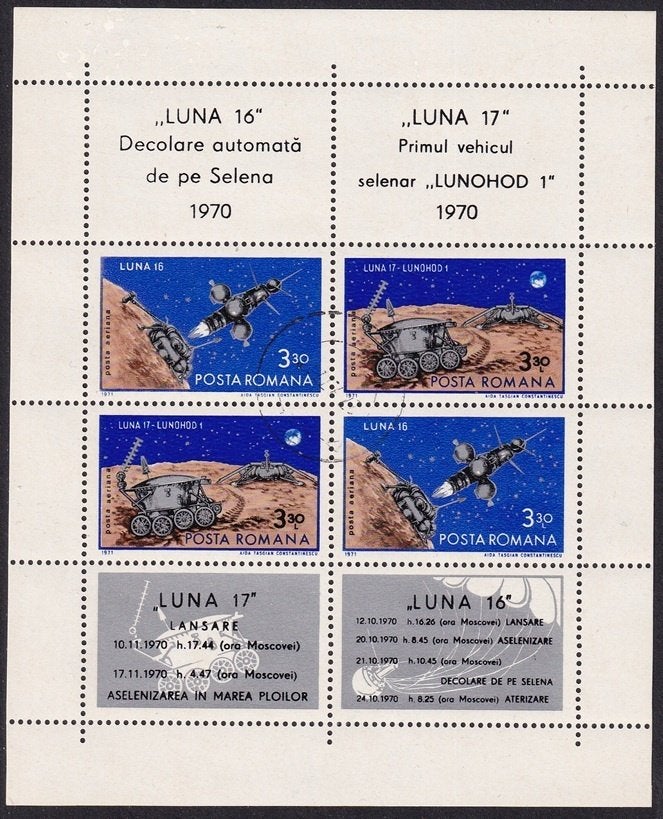 B604 - Roemenië Michel blok 82 gestempeld , Luna 17, Verzenden, Overige landen, Gestempeld