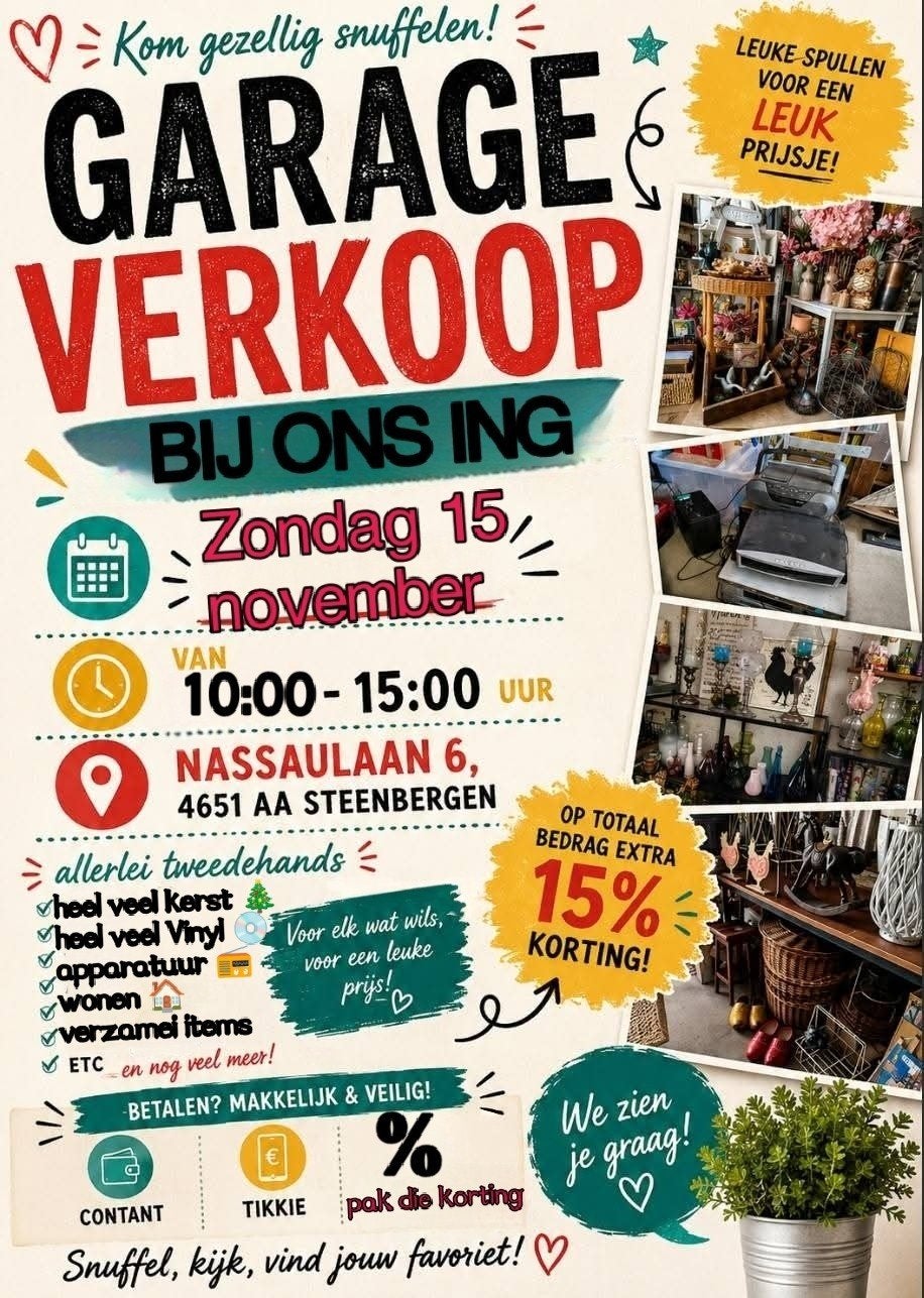 zondag 15 november garage verkoop, Diversen, Ophalen, Zo goed als nieuw