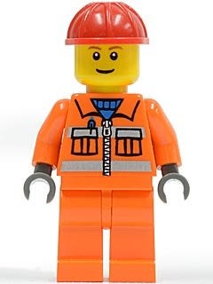 LEGO City cty0031 Construction Worker - Orange Zipper,, Lego, Ophalen of Verzenden, Minifiguur, City