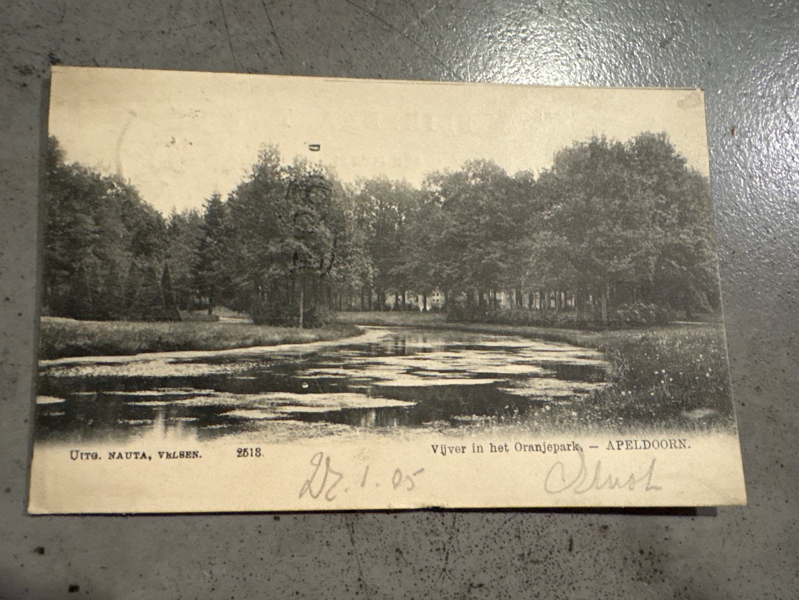 Ansichtkaart Vijver in het Oranjepark Apeldoorn 1905, Ophalen of Verzenden, Voor 1920, Gelopen, Gelderland
