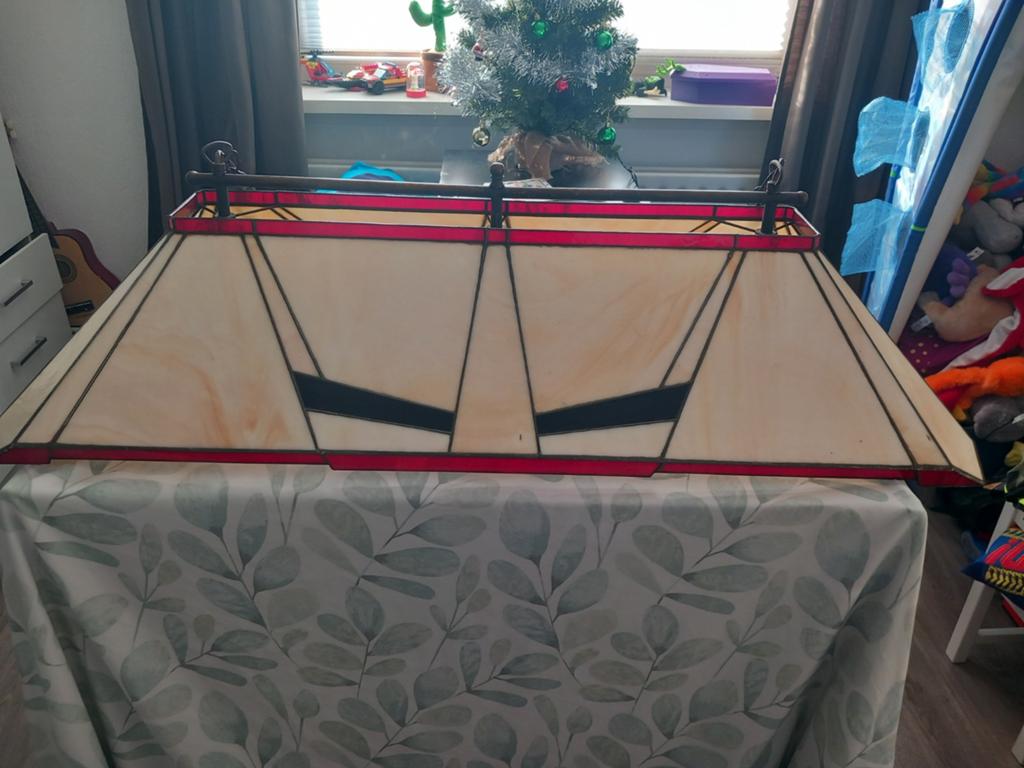 Grote glas in lood lamp . Rose Design 93cm, Ophalen, Gebruikt, Glas, Minder dan 50 cm