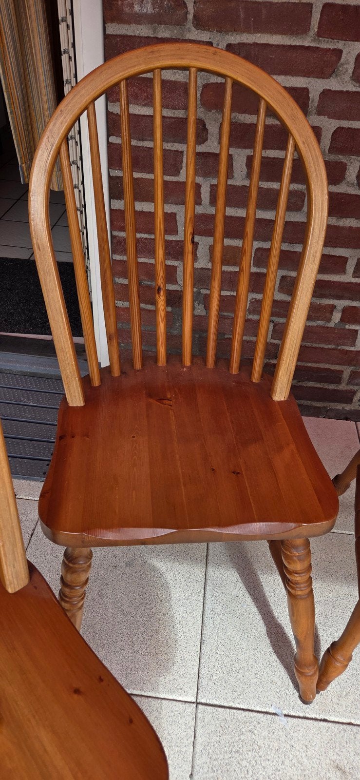 Te koop 4 houten stoelen, Ophalen, Gebruikt, Bruin, Hout