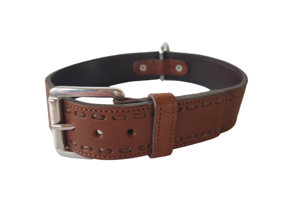 ALOKÉ Print Stipple Halsband Bruin XL Nek 51,5-58 cm KOOPJE!, Ophalen of Verzenden, Handgemaakt, Nieuw