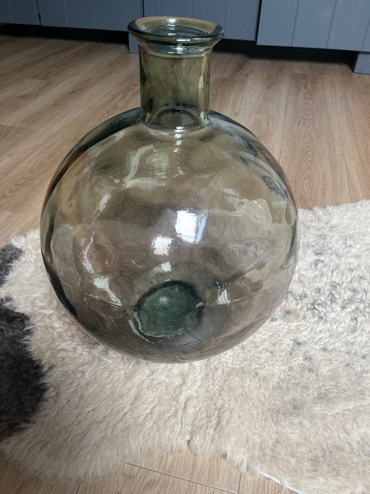 Grote glazen vaas/fles, 51 cm hoog, Ophalen, 51 cm, Groen, Glas