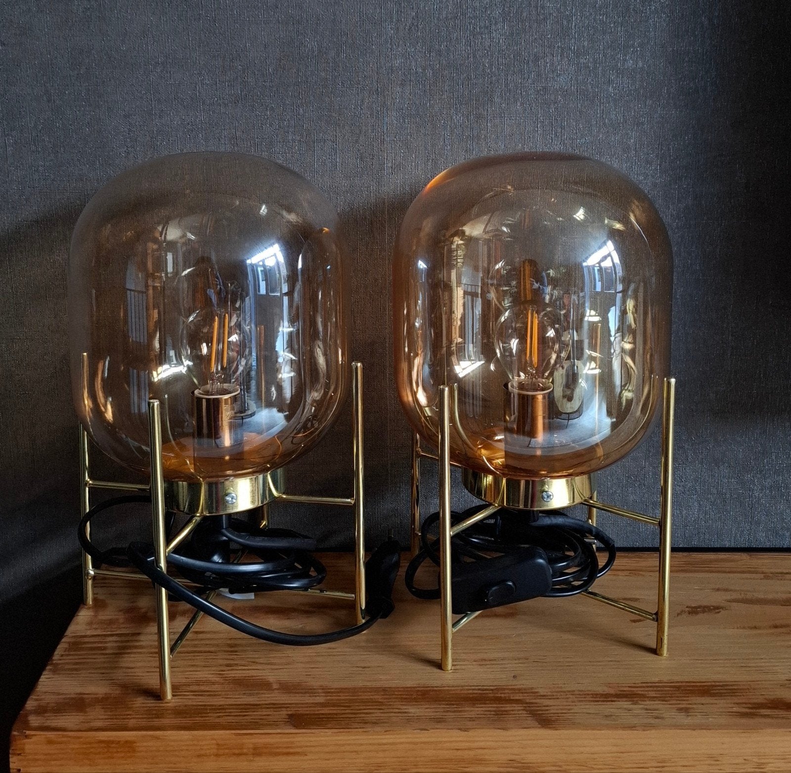 2 Nachtlampjes/tafellampjes, Ophalen, Goud, Nachtlamp, Inclusief lichtbron