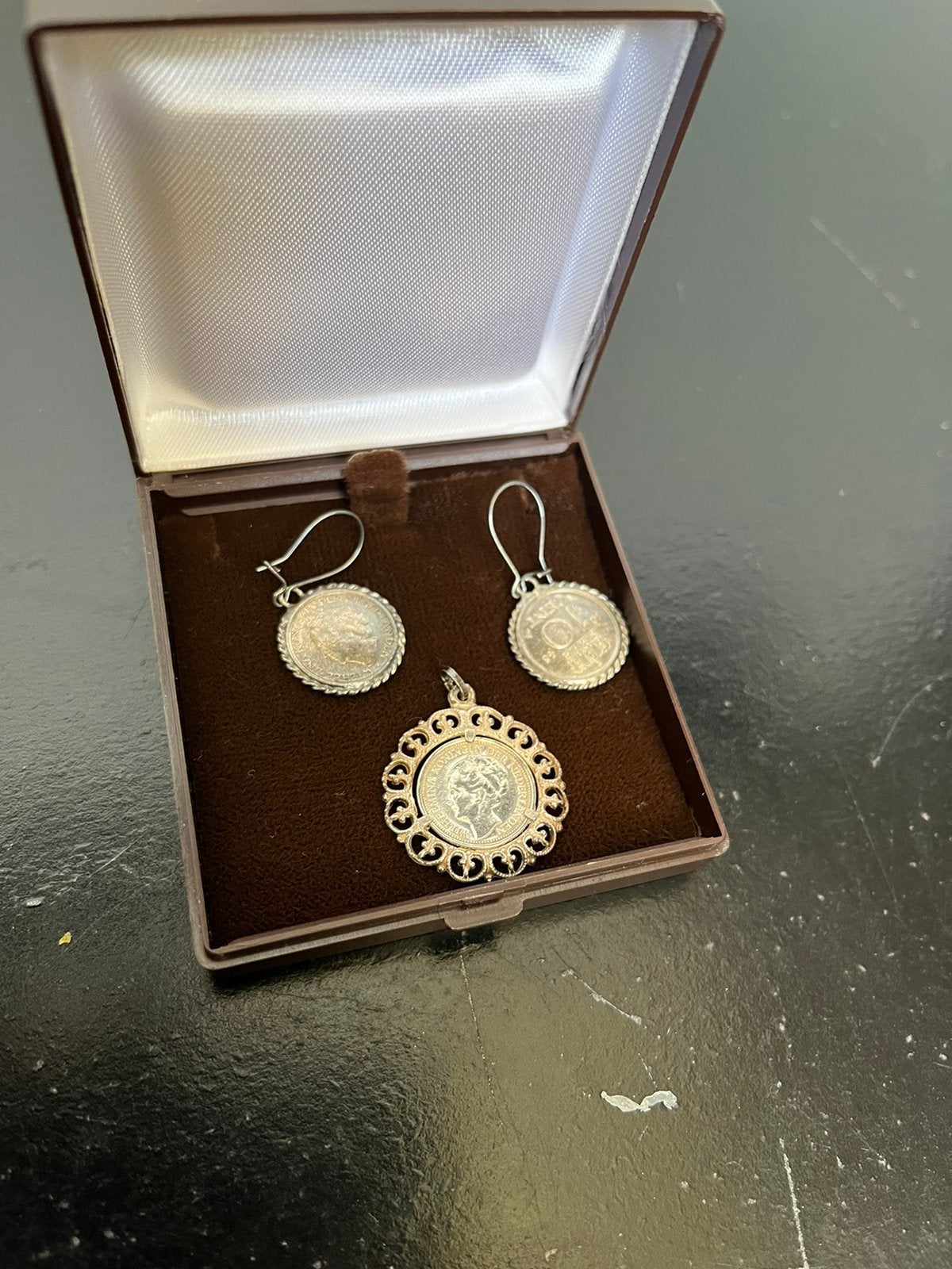 Vintage Wilhelmina zilver set 1937/1948 oorbellen hanger, Ophalen of Verzenden, Gebruikt, Zilver, Zilver