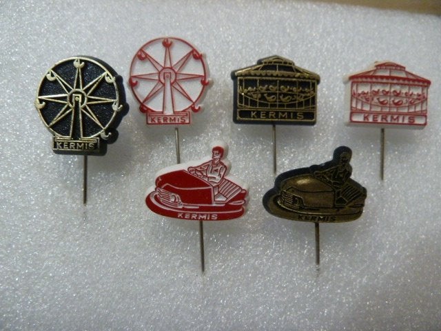 Set van 6 Kermis Speldjes - Vintage Collectie, Ophalen of Verzenden, Gebruikt, Overige onderwerpen, Speldje of Pin