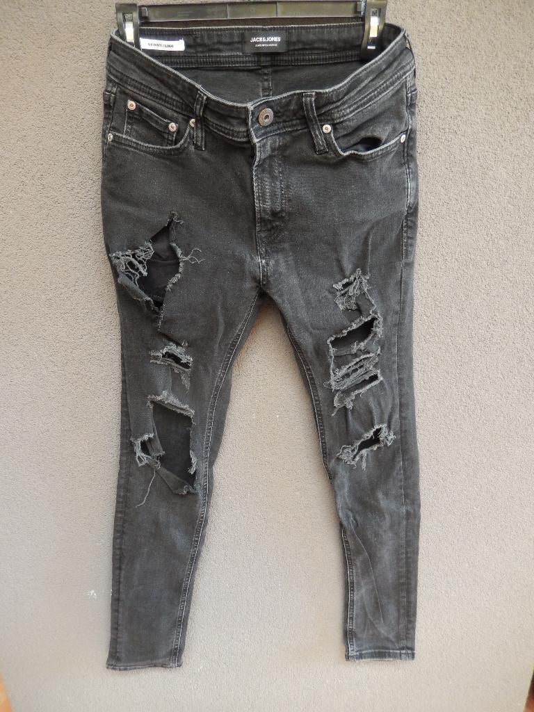 Jack & Jones Ripped Skinny Jeans - spijkerbroek Liam W29, Zwart, W32 (confectie 46) of kleiner, Ophalen of Verzenden, Zo goed als nieuw