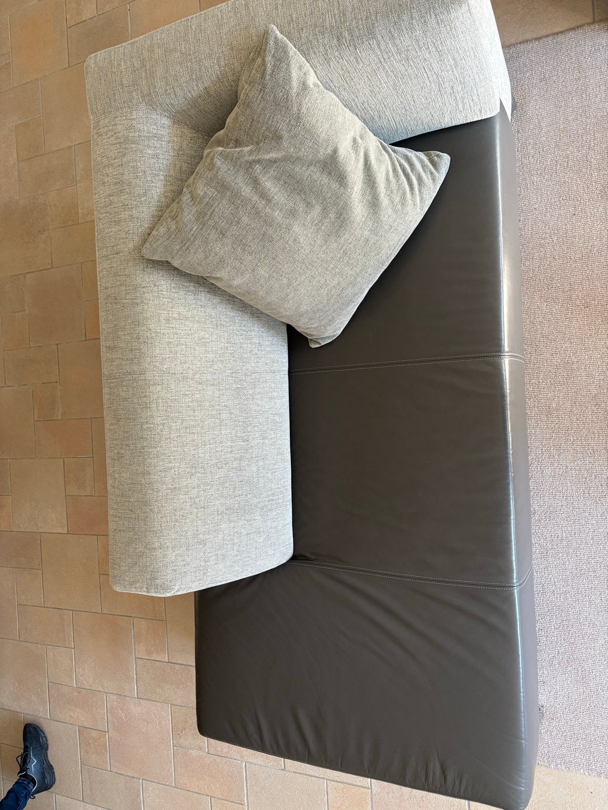 Chaises Longues met armleuning links leer en stof, Ophalen, Gebruikt, Minder dan 75 cm, 150 tot 200 cm