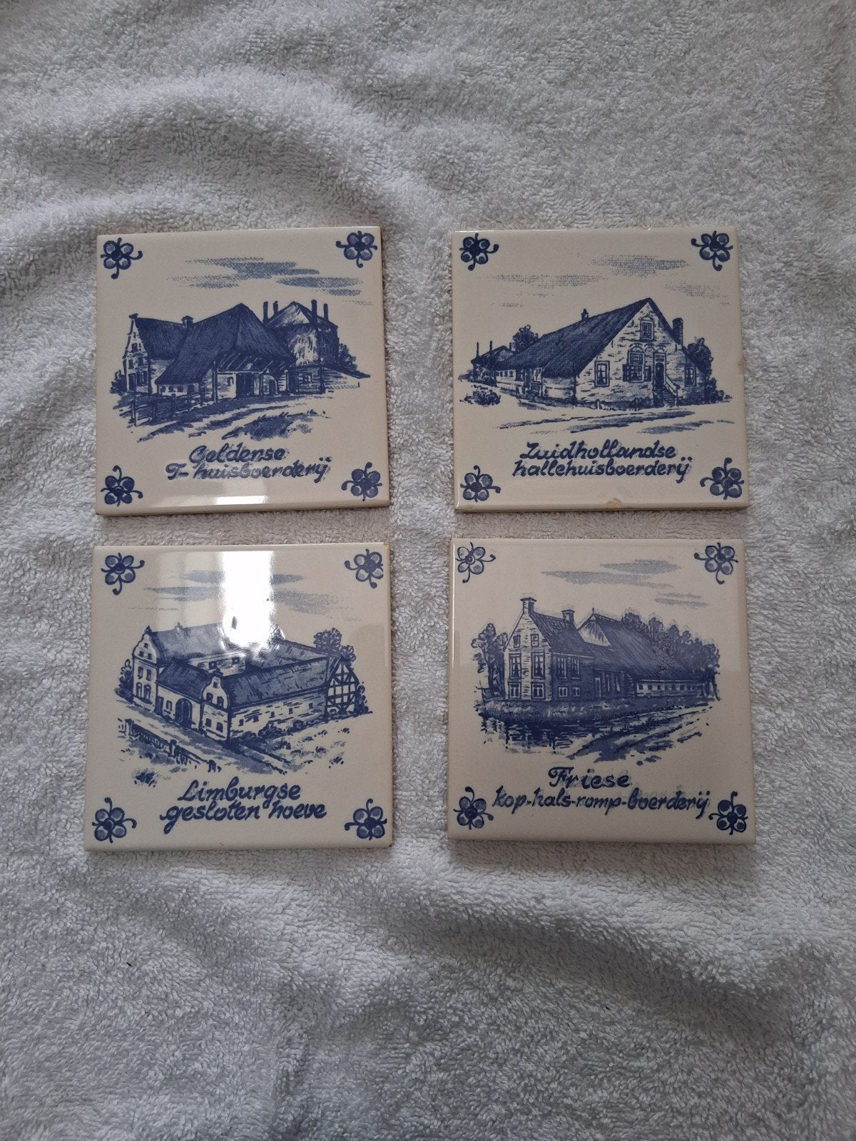 Set van 4 Delfts blauwe tegels, Antiek en Kunst, Ophalen of Verzenden