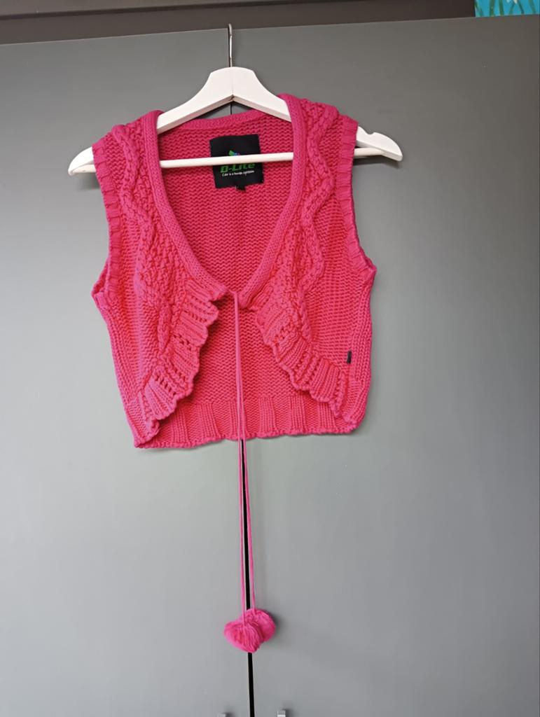 Retro Vintage vestje in hardroze mt M, D-Lite, Kleding | Dames, Maat 38/40 (M), Ophalen of Verzenden, Roze, Gedragen