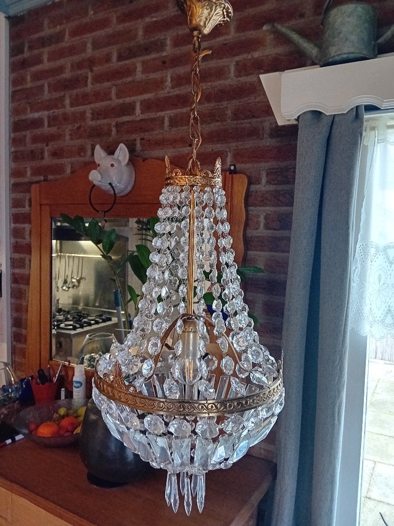 antiek kristal hang lamp, Antiek en Kunst, Antiek | Lampen, Ophalen