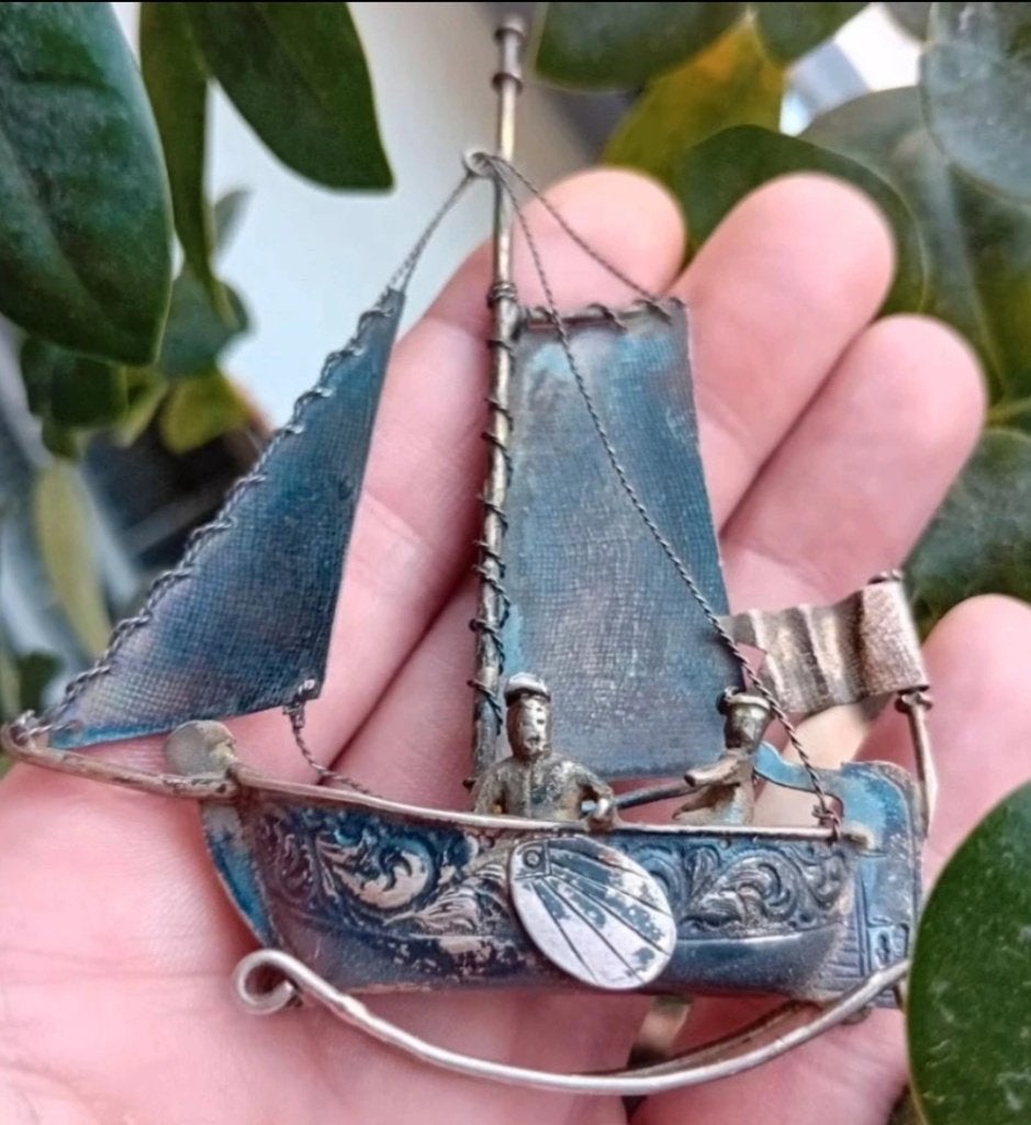 antiek nederlands zilveren miniatuur zeilschip, Verzenden