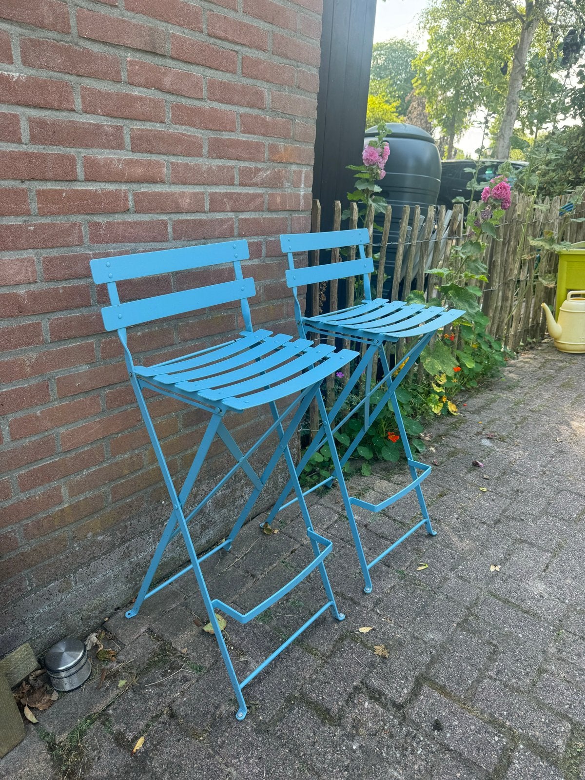 Fermob Bistro barstoelen - Set van 2, inklapbaar, Ophalen, Gebruikt, Metaal, Inklapbaar